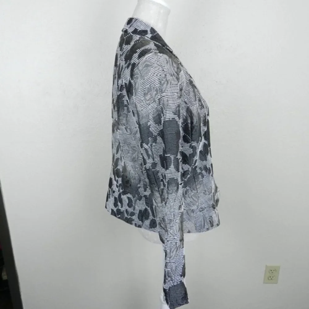 Coldwater Creek:  Beautiful Silver Gray Jacquard Jacket - Picture 4 of 5